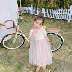 Girls' 2023 Korean Summer Version Rainbow Color Princess Cotton Candy Backless Dress for Toddler Princess Dress