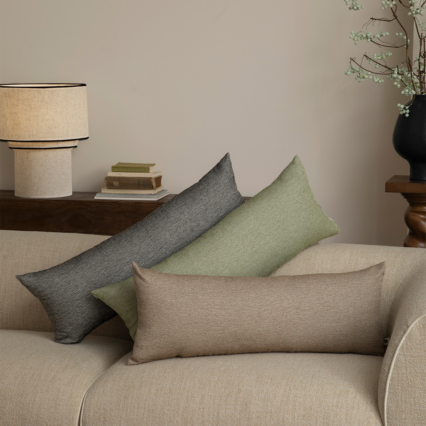 French Mid-Century Style Long Pillow Sofa Living Room Light Luxury High-End Cushion Wabi-Sabi Style Cushion Bay Window Decoration