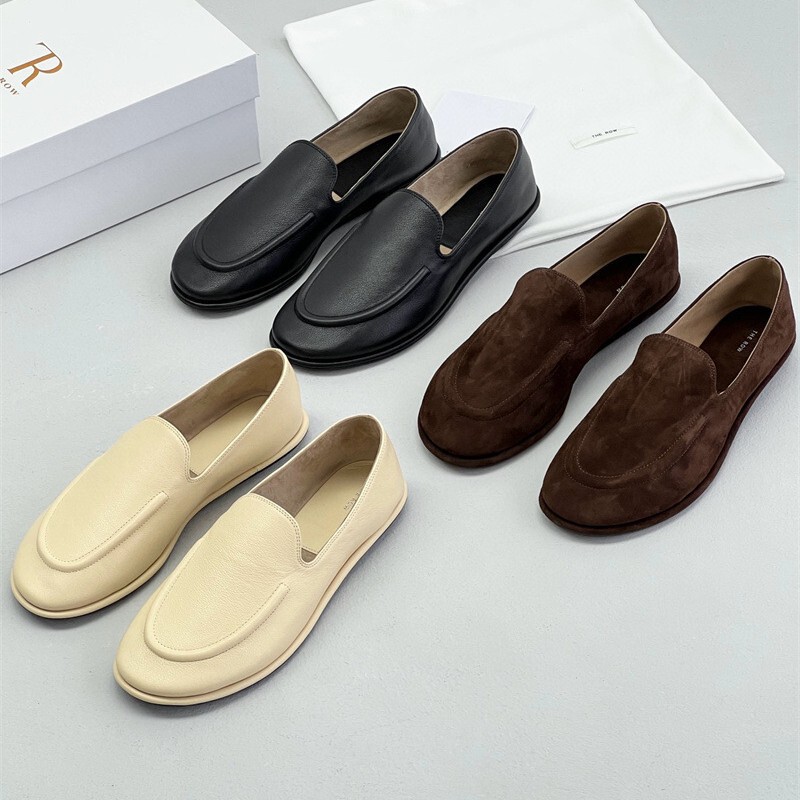 Genuine Leather Flats White Row Loafers for Women 2025 New Flats One-Leg Niche Design Women's Shoes Versatile Genuine Leather Flats White Row Loafers for Women 2025 New Flats One-Leg Niche Design Women's Shoes Versatile