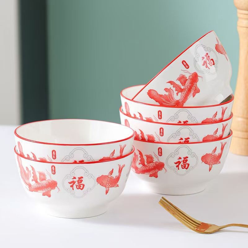 Tazón de arroz de cerámica de 5 pulgadas para el hogar tazón de ensalada de tazón de piedra de lluvia creativa de alta apariencia Hot ins comer tazón