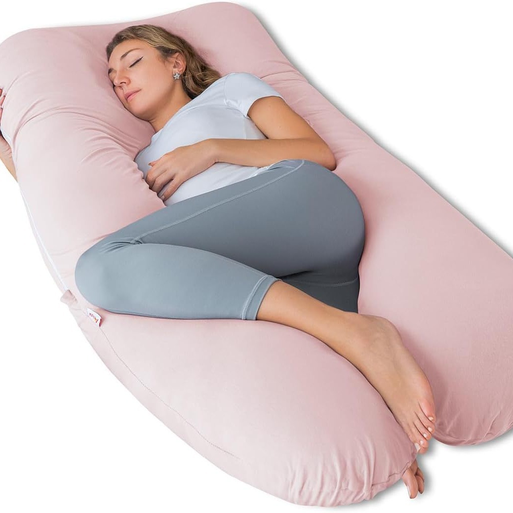 Suministro directo de fábrica en forma de U mujeres embarazadas almohada núcleo lado dormitorio con cremallera desmontable funda de almohada de algodón almohada