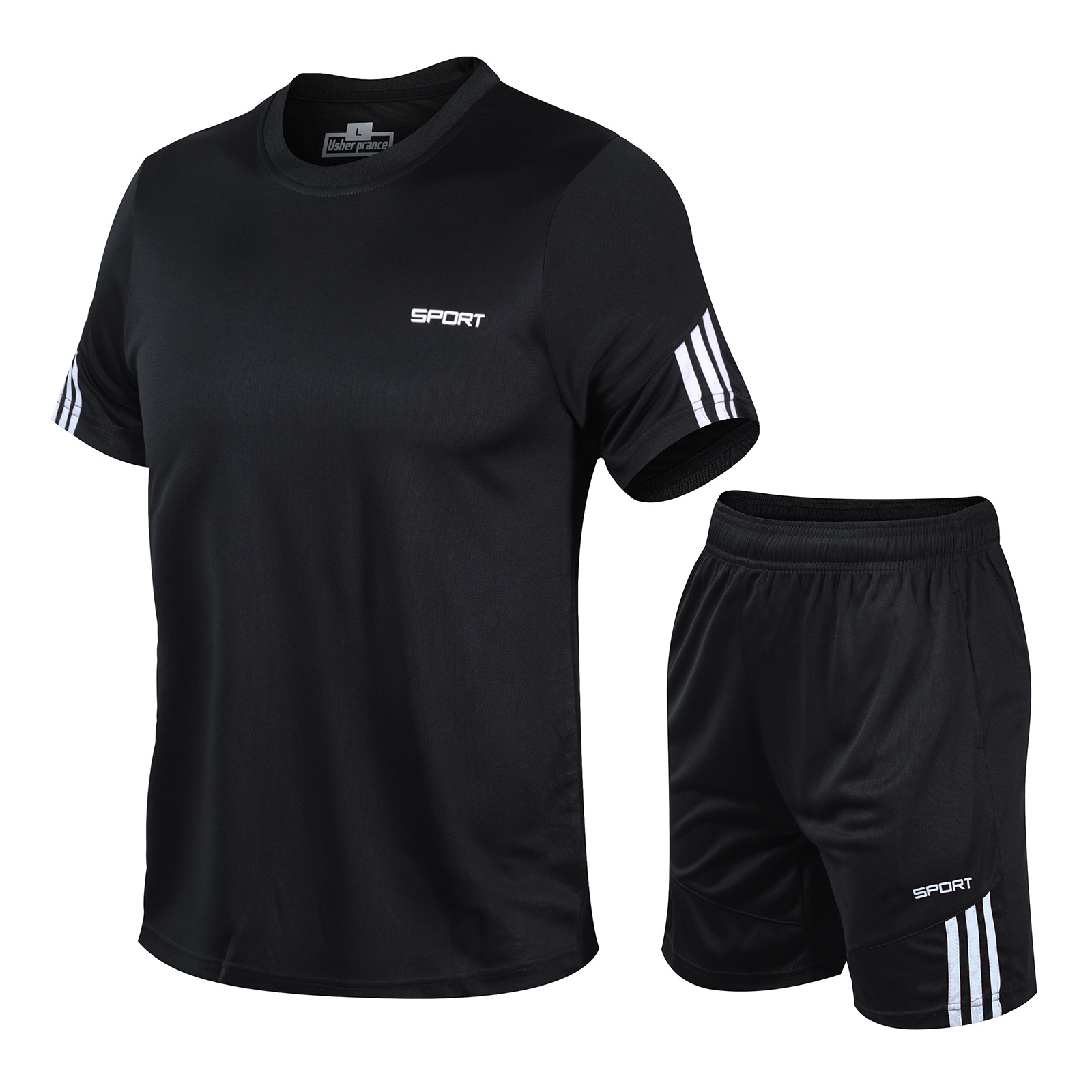 Venta directa de fábrica nueva ropa para correr seda de hielo, ropa de entrenamiento transpirable de secado rápido, juego de camiseta deportiva de ocio al aire libre