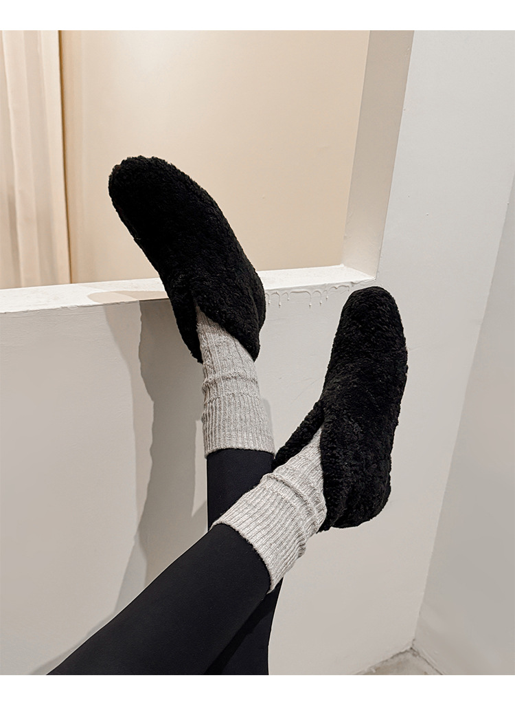 Boot cổ cao lông cừu mùa đông kiểu V, lót lông dày giữ ấm, tăng chiều cao, da dê nguyên tấm — nâu, màu đen, Trắng, màu đỏ chi tiết 10