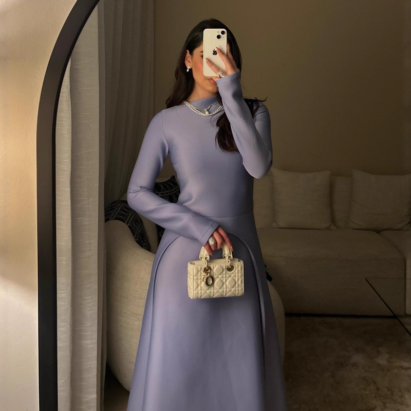 2025新款欧美亚马逊跨境外贸女装气质优雅修身开叉时尚长袖裙套装|undefined
