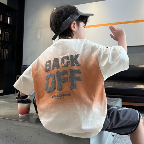 男童短袖T恤夏装2024新款儿童夏季上衣男孩中大童炸街半袖潮t代发