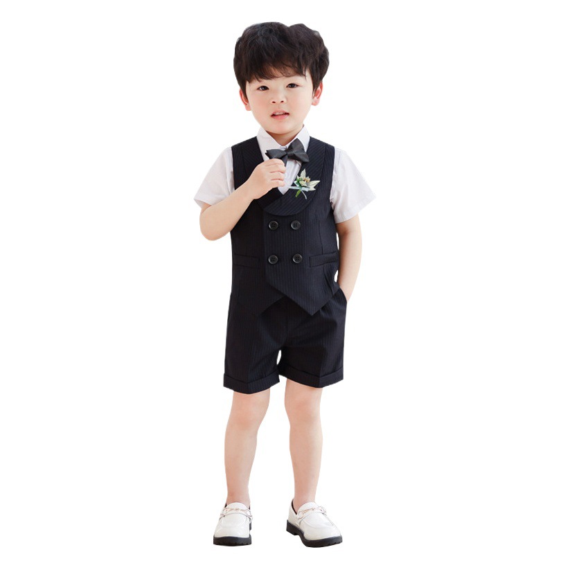 Children's Vest Suit Boy's Summer Flower Girl's Suit Baby's First Birthday Children's Suit Piano Performance Suit