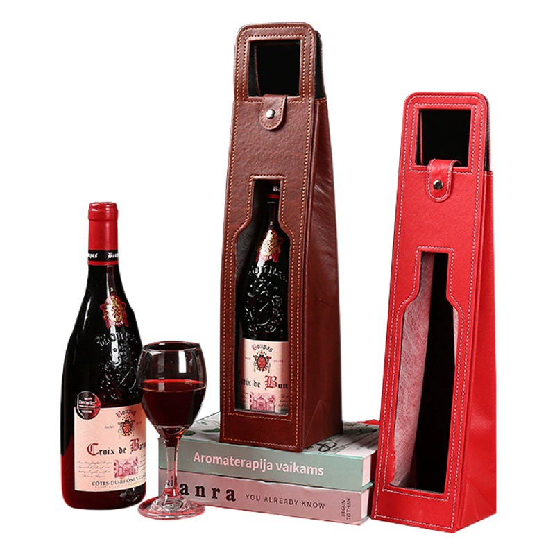Высокая-конец Красного вина коробки упаковки один двойной пакет с винный набор вина Упаковочная коробка кожаная коробка в наличии красное вино кожаная коробка
