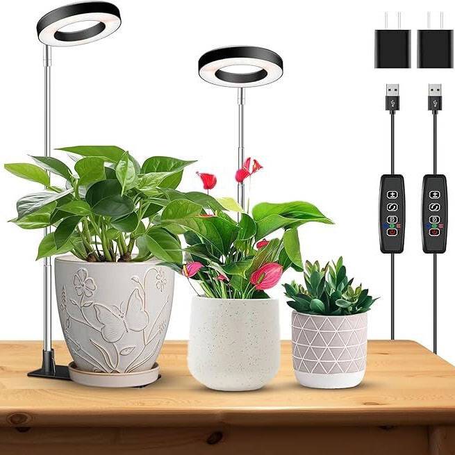 Cross-Border Led Angel Ring Plant Growth Light with Timer, Dimmable Telescopic Rod, Full-Spectrum Supplementary Light for Flowers and Green Plants