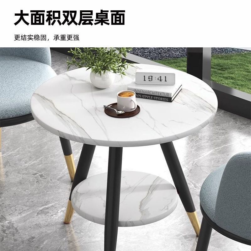 Light Luxury Balcony Table and Chair Three-Piece Set, Trendy One Table and Two Chairs, Creative Casual Simple Reception Set Combination, Round Table