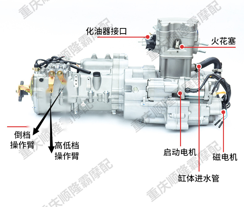 Jialing Three-Wheeled Motorcycle Central Shaft Engine 260 320 Water-Cooled Engine Six-Speed Transmission Engine Assembly