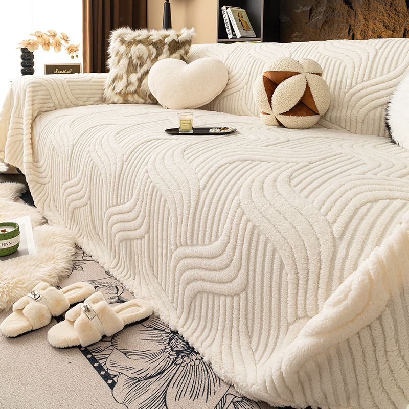 2025 nuevo estilo de alta sensación espesa toalla de sofá de algodón cojín de sofá antideslizante invierno crema de viento sofá cubierta