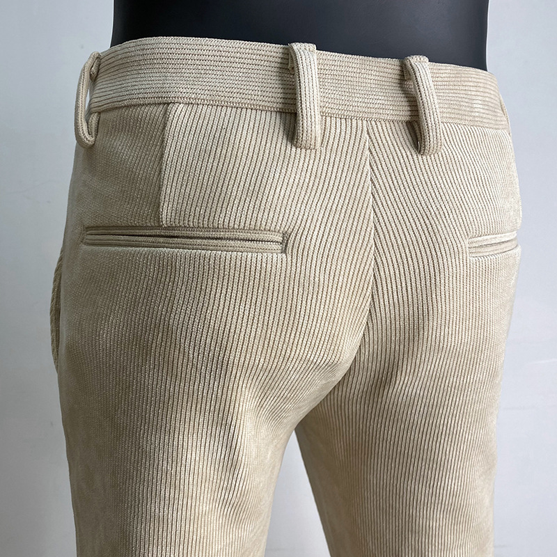 Pantalones de pana elásticos de corte ajustado estilo coreano para hombre, nueva moda casual de negocios para otoño/invierno 2025.