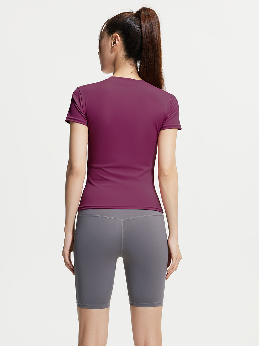 Juyitang Summer Yoga Top de manga corta Mujer Slim de secado rápido transpirable Traje de fitness para correr