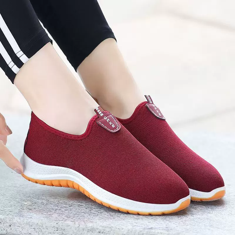 春季老北京布鞋中老年健步鞋女士耐磨牛筋底一脚蹬轻便网布单鞋子