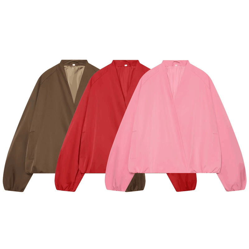 ZS Foreign Trade 2026 Summer New European and American Women's Long-Sleeve V-Neck Bomber Jacket 7024574 ZS Foreign Trade 2026 Summer New European and American Women's Long-Sleeve V-Neck Bomber Jacket 7024574