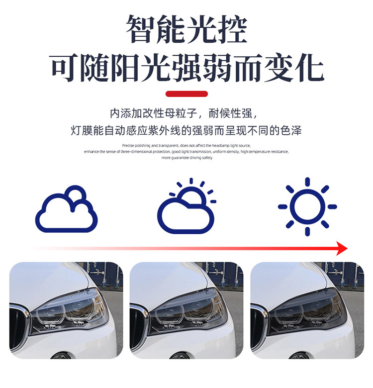 Automobile imported TPU light control light film color change headlight blackening tail light transparent purple black color change lens protective film