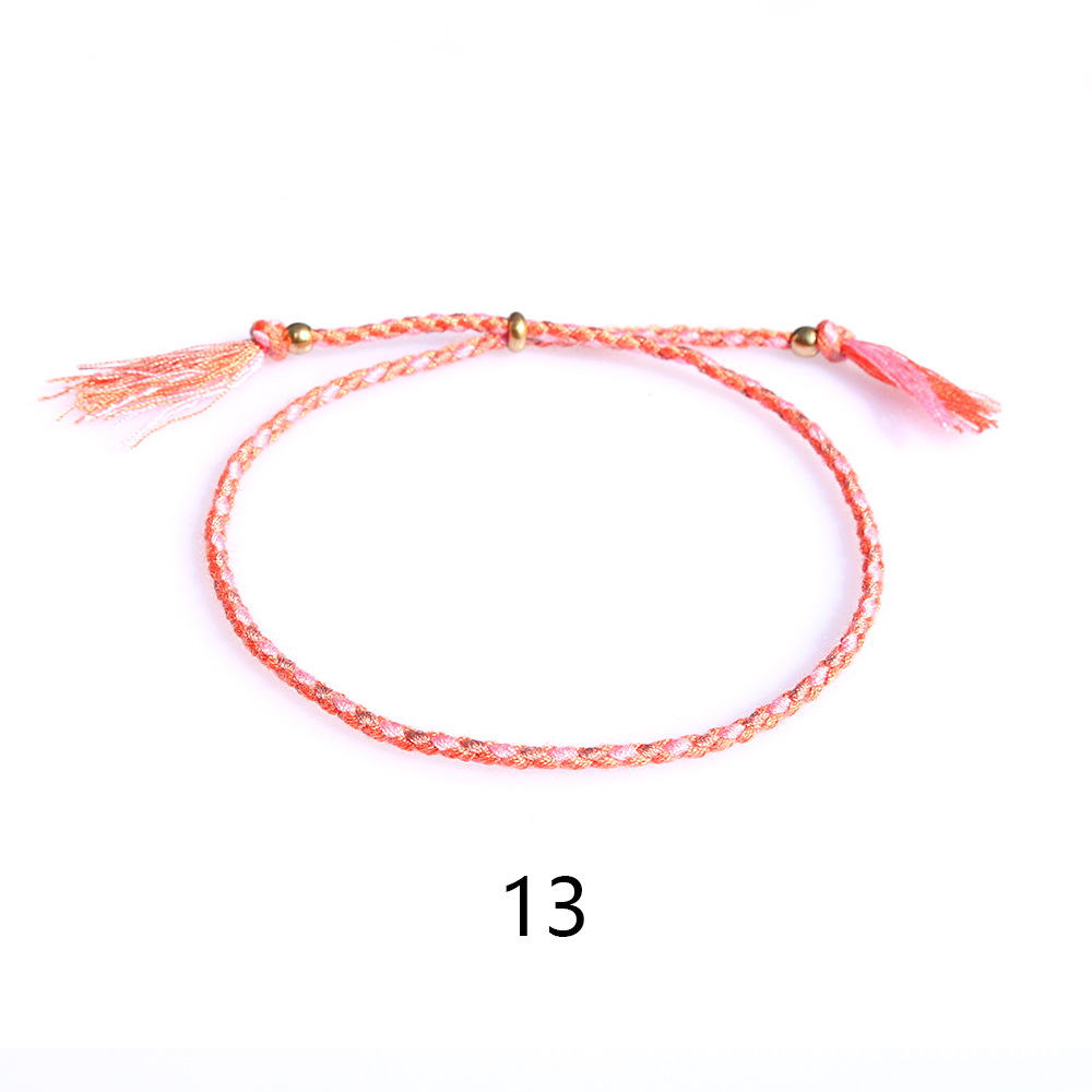 Amazon popular colorido cuerda de algodón amistad pulsera perlas de cobre borla pulsera tejida a mano ajustable hombres y mujeres pulsera