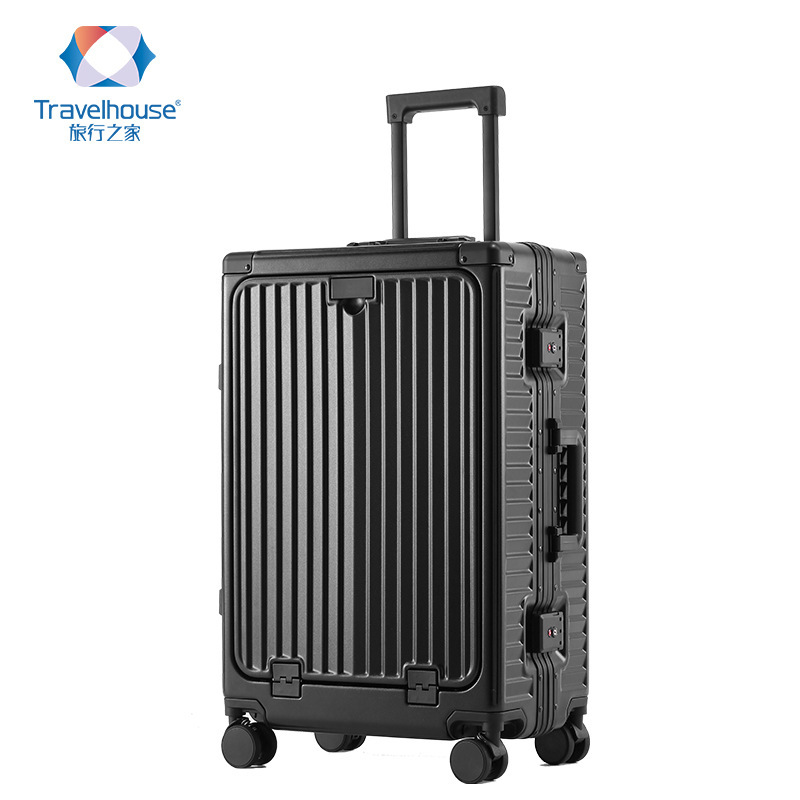 Travel Home Front-Opening Trolley Case with Universal Wheels, Unisex Luggage Suitcase, Hard Case with Expandable Storage Travel Home Front-Opening Trolley Case with Universal Wheels, Unisex Luggage Suitcase, Hard Case with Expandable Storage
