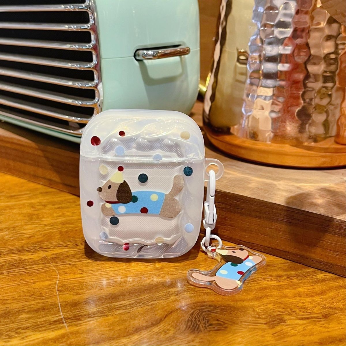 Cute dibujos animados onda punto salchicha perro para Apple Bluetooth auriculares caso airpods 4 auriculares caso pro3 protección