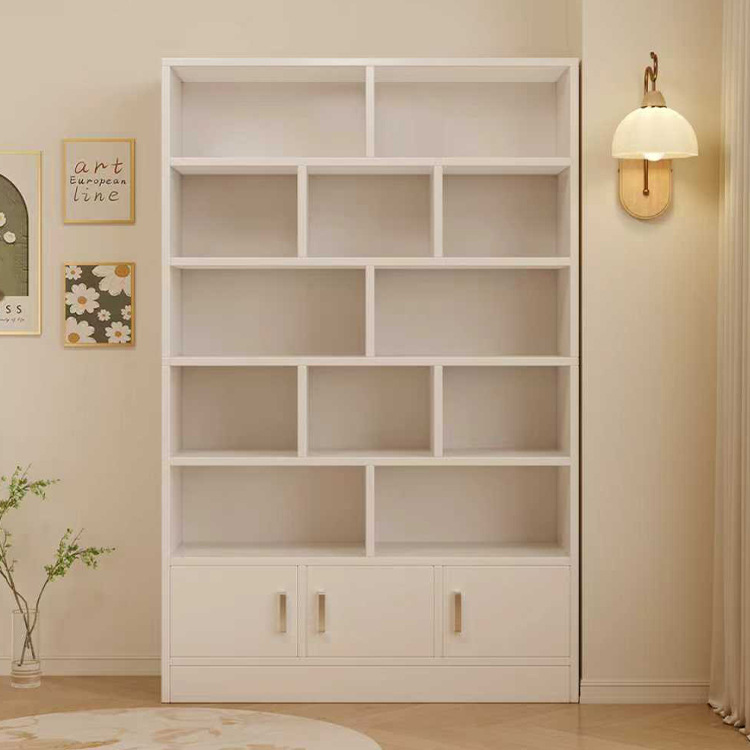 Estante de libros de piso contra la pared para almacenar gabinete integrado para el hogar moderno de gran capacidad estante de almacenamiento multicámara simple