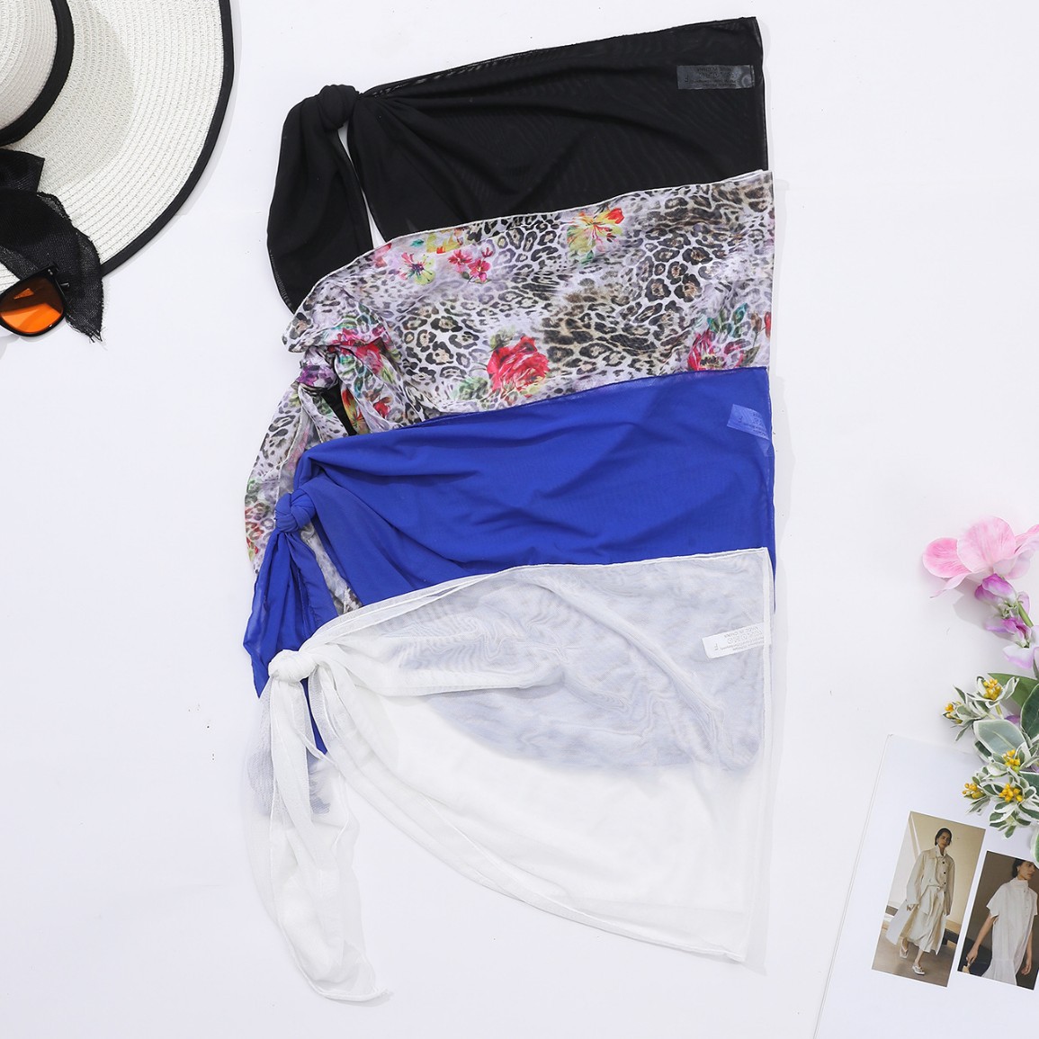 Nuovo set da quattro pezzi con camicetta irregolare con lacci laterali da donna TK245_voghion.com