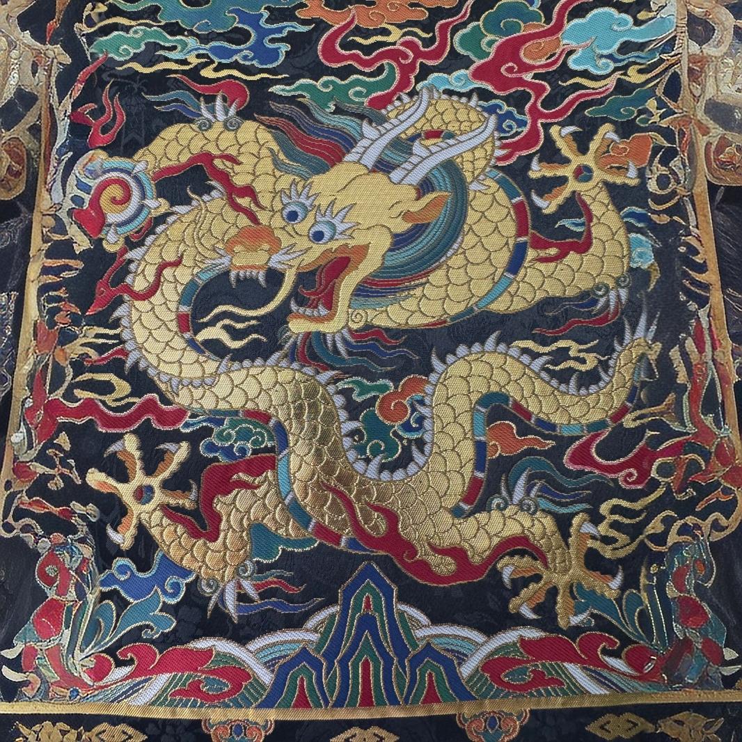 马面裙布料汉服中式古典服饰吉祥龙花纹 祥云刺绣传统纹样马面裙