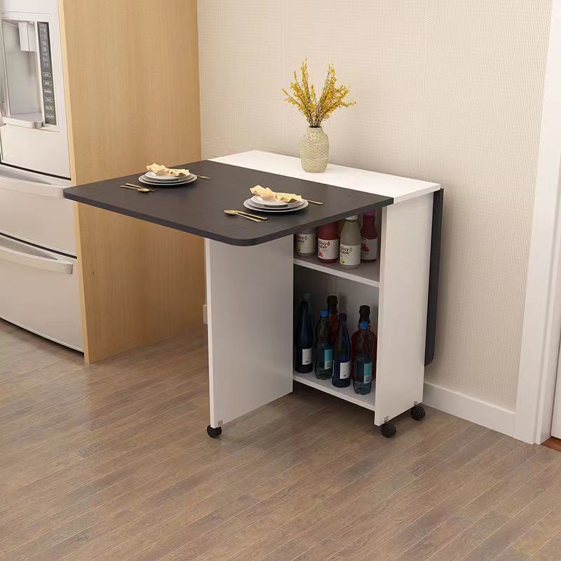 Mesa de comedor plegable doméstica pequeña casa con rueda móvil retráctil rectangular simple y multifuncional mesa de comedor pequeña