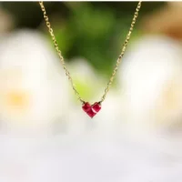 Little Red Heart StarJew*lry в том же стиле, ожерелье с рубиновым сердцем, золотая цепочка на ключицу в форме сердца 18 карат, подарок на День святого Валентина