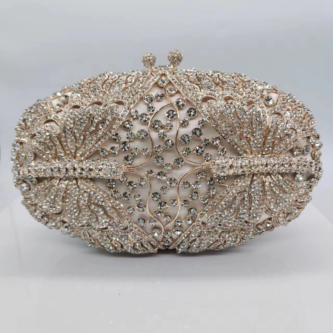 Túi clutch nữ đính kim cương hình bướm dự tiệc cao cấp — Màu vàng, Vàng hồng, Cá tính đặt làm chi tiết 1