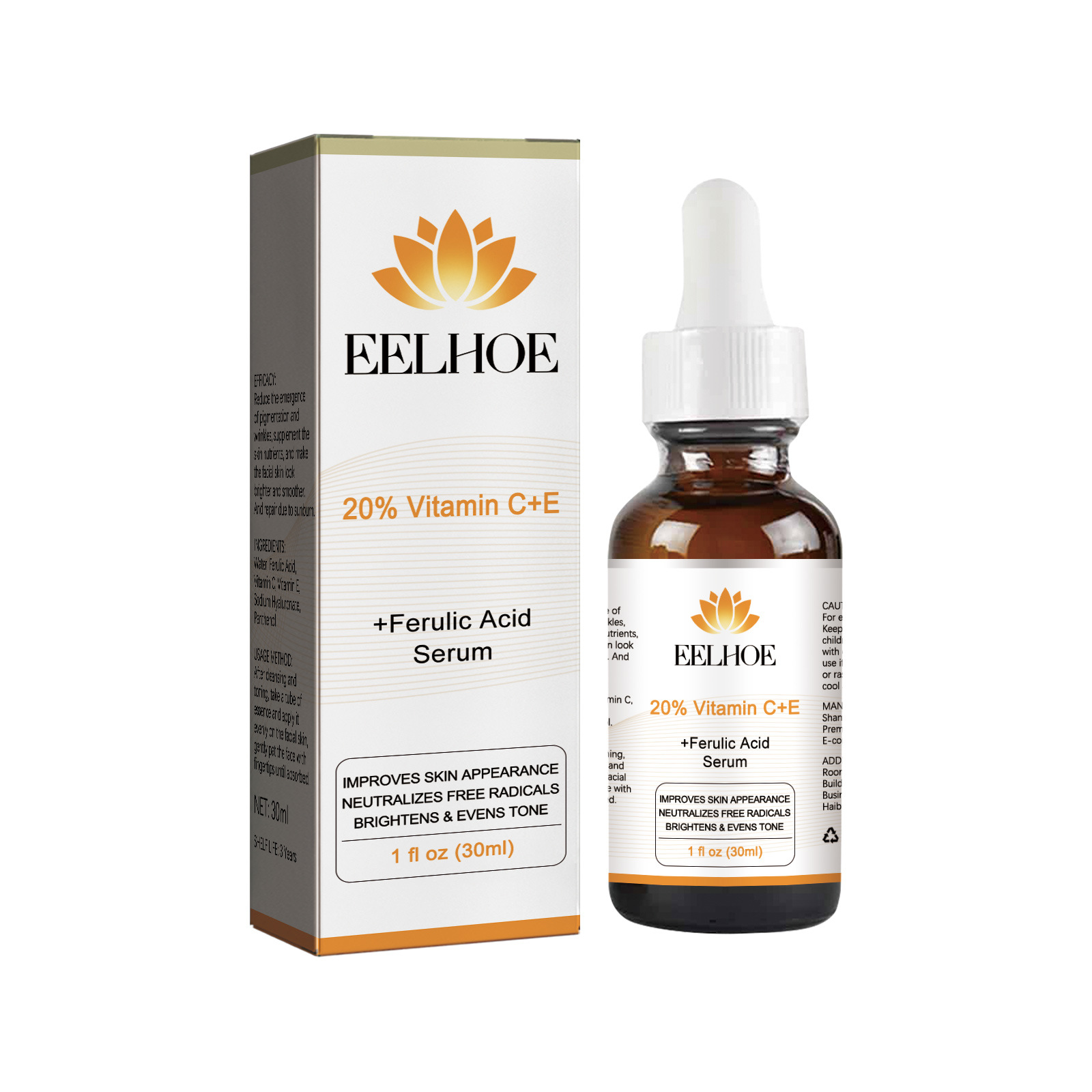 L'essence EELHOE vitamine C + vitamine E peut affaiblir les ridules, hydrater, éclaircir le teint, réparer la peau terne_voghion.com