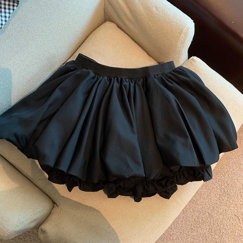 白色花苞半身裙女2025夏季小个子高腰A字半裙辣妹防走光蓬蓬短裙|undefined