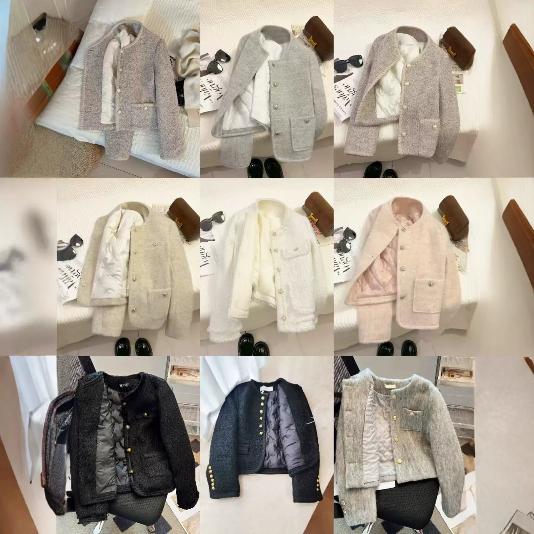 2025秋冬新款羽绒内胆小香风外套女高级感粗花呢短款加厚羽绒服女