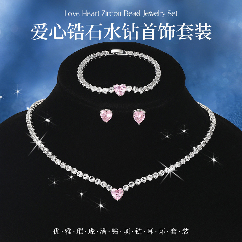 Cross-Border New Hot-Selling Jewelry Set Ins Feng Shui Diamond Jewelry High-End Elegant Elegant Versatile Jewelry Wholesale