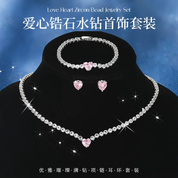 Cross-Border New Hot-Selling Jewelry Set Ins Feng Shui Diamond Jewelry High-End Elegant Elegant Versatile Jewelry Wholesale