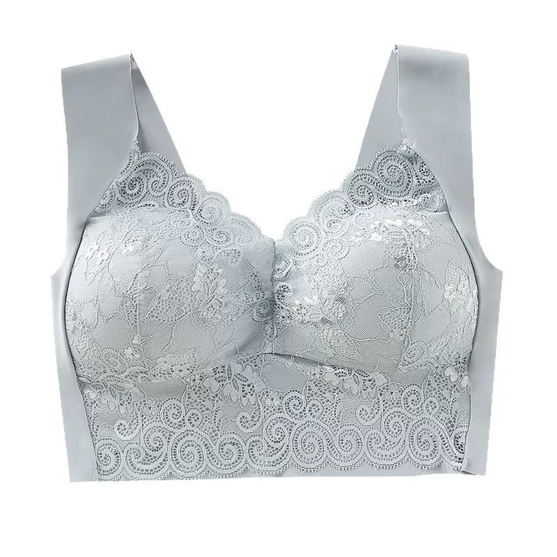 Lace wireless bra, thin underwear, supporting push up bra, tank top, plus size