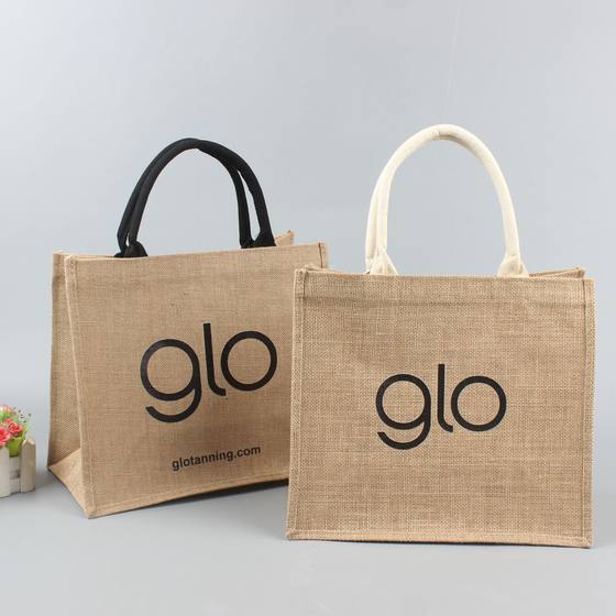 Factory gift promotional advertising linen bag custom coarse jute cloth portable shopping bags printed logo