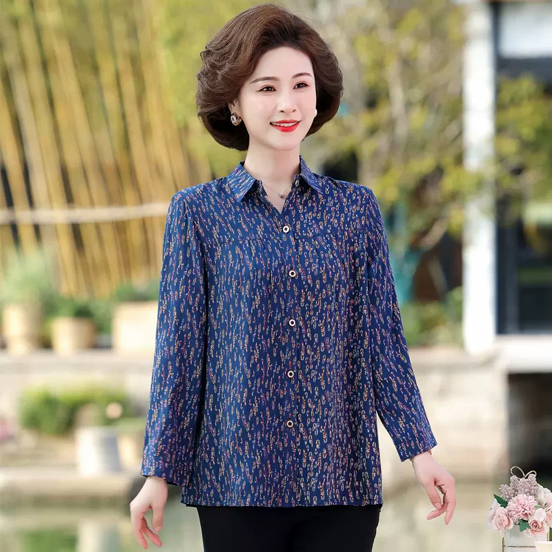 春装200斤胖妈妈装加肥加大码女装中老年衬衫50-60岁全棉奶奶上衣