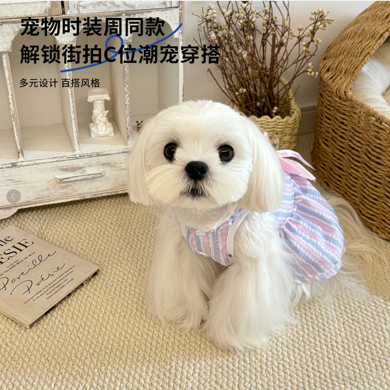 Primavera y verano transfronterizos vestido de perro ropa de gato Teddy Boomerang artículos de mascotas arco vestido vestido de perro vestido de perro
