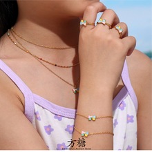 方糖甜美可爱学院风幻彩色滴油蝴蝶结儿童首饰套装4件套饰品批发