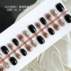 酷黑繁星美甲達人新款甲片全貼式輕薄無痕手工磨砂批發穿戴指甲貼