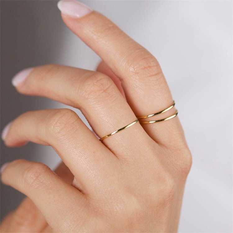 14K Gold, Real Gold Plated Plating Material PVD Coated 14K Gold Real Gold Plated Geometric Stainless Steel Simple Style Waterproof Non Tarnish Rings