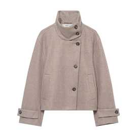 跨境外贸2025秋冬新品女装时尚欧美风休闲立领设计感外套批发毛呢