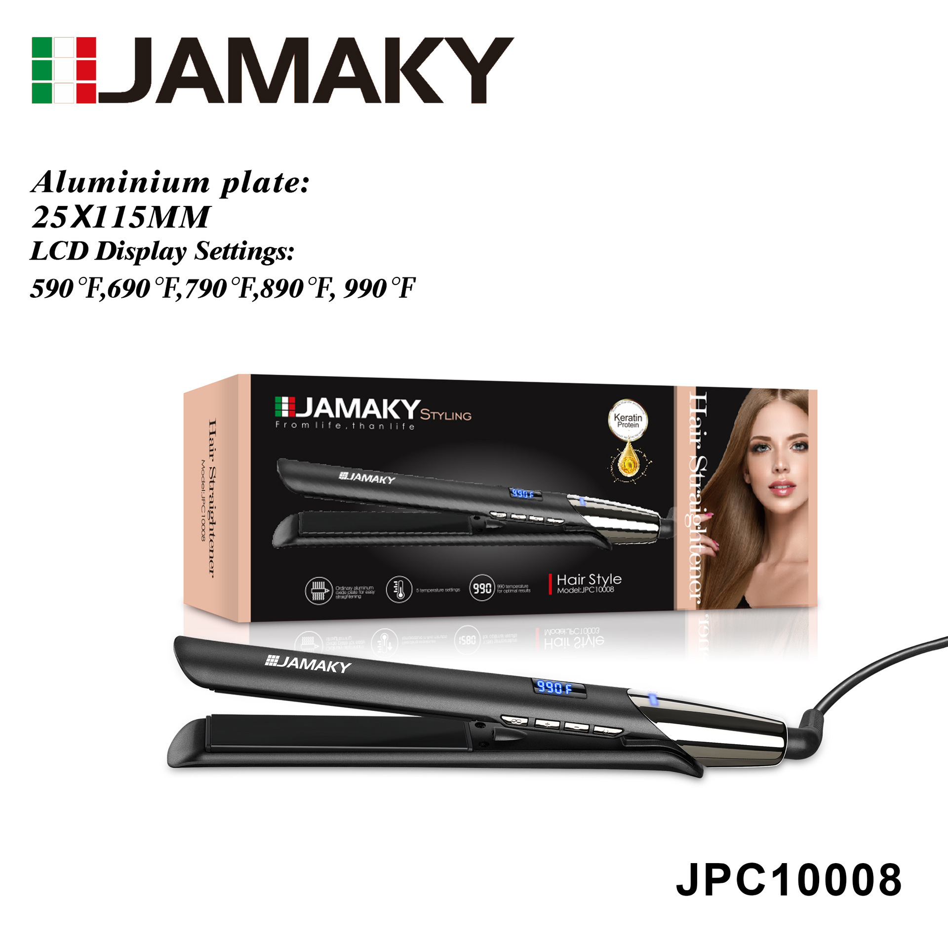 JAMAKY 가정용 스플린트 스트레이트 헤어 컬리 헤어 듀얼 목적 스트레이트 클립 물결 모양의 곱슬 머리 온도 조정 가능한 스트레이트닝 헤어 스트레이트닝 헤어