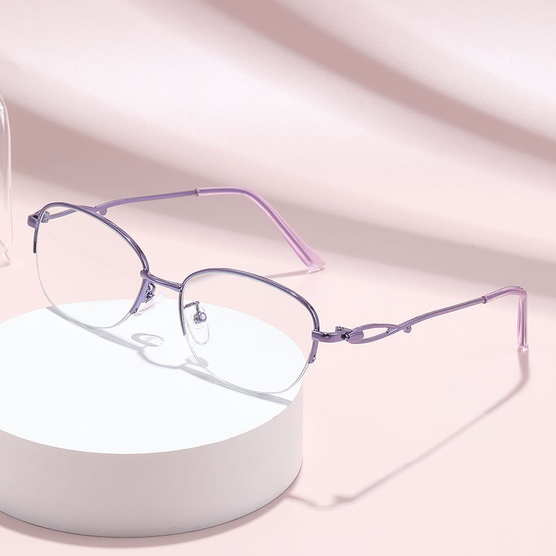 Las gafas viejas de la mujer super ligera de medio marco de gafas de negocios de alta calidad de moda anti-luz azul gafas viejas