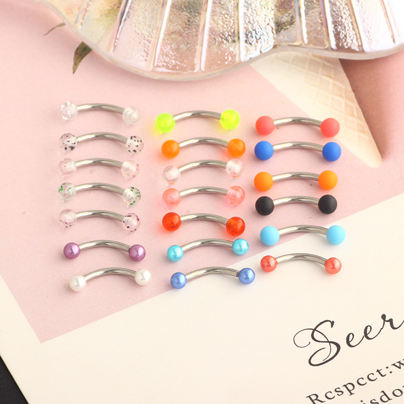 16G Stainless Steel Micro-Inlaid Zircon Eyebrow Ring Screw Ball Fashion Earrings Set of 10 detail image 4