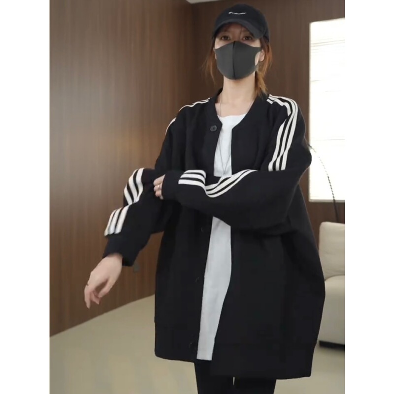 美式撞色三条杠棒球服外套女春秋新款宽松百搭时尚减龄休闲上衣潮|undefined