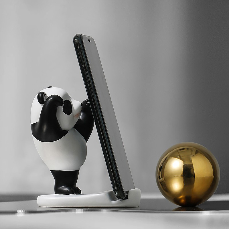 New Fun Plastic Cartoon Panda Desktop Mobile Phone Holder Creative Gift Decoration Peripheral Small Ornaments for Lazy People