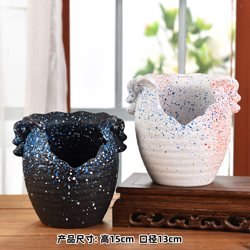 多肉植物の植木鉢卸売セラミック植物粗い陶器レトロ無地焼成紫砂クリエイティブ大小直径シンプルなクロスボーダー|undefined