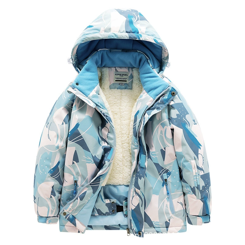Children's ski ski suit, travel waterproof windproof set, keep warm overall for boys, equipment, increased thickness