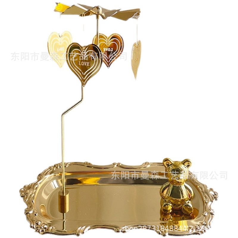 Luz de lujo plata giratoria aromaterapia candelabro bandeja retro europeo romántico oro linterna decoración del hogar